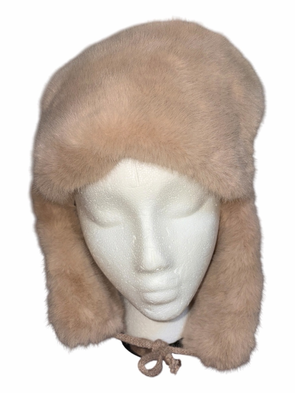 Aspen Collection Lux Plush + Knit Trapper Hat Beige Ecru Winter Chic One Size